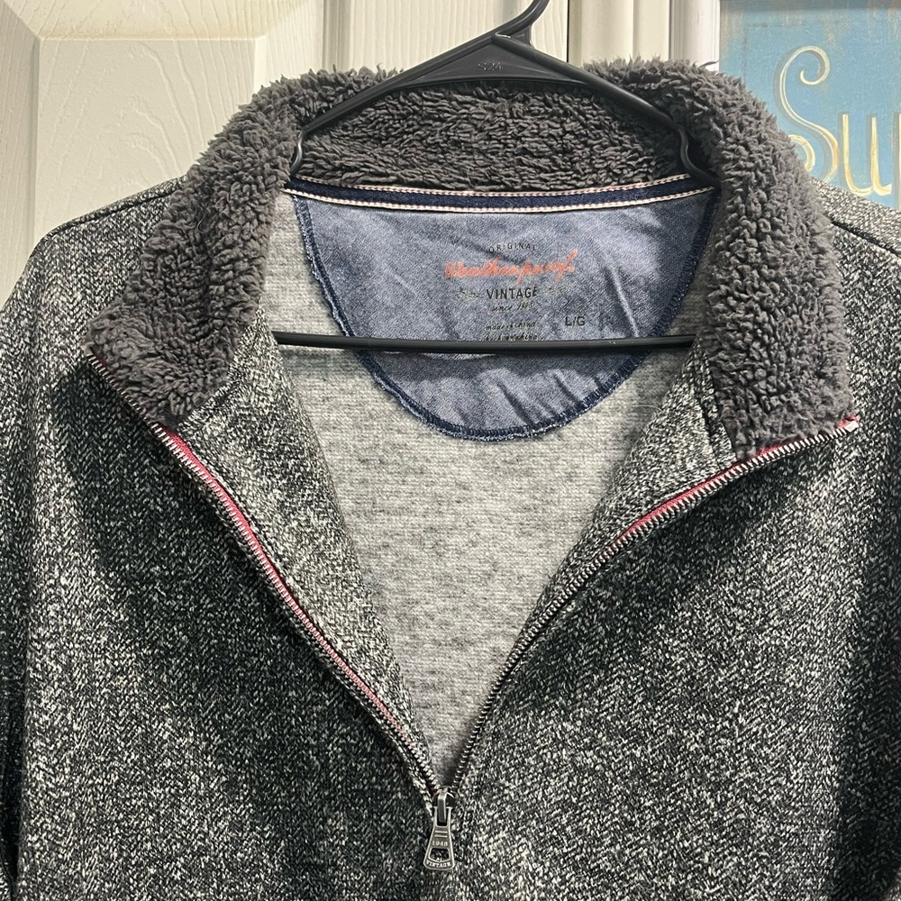 Preowned like New Fleece Original Weatherproof Men's Charcoal Zip-Up Sweater. - Picture 4 of 16